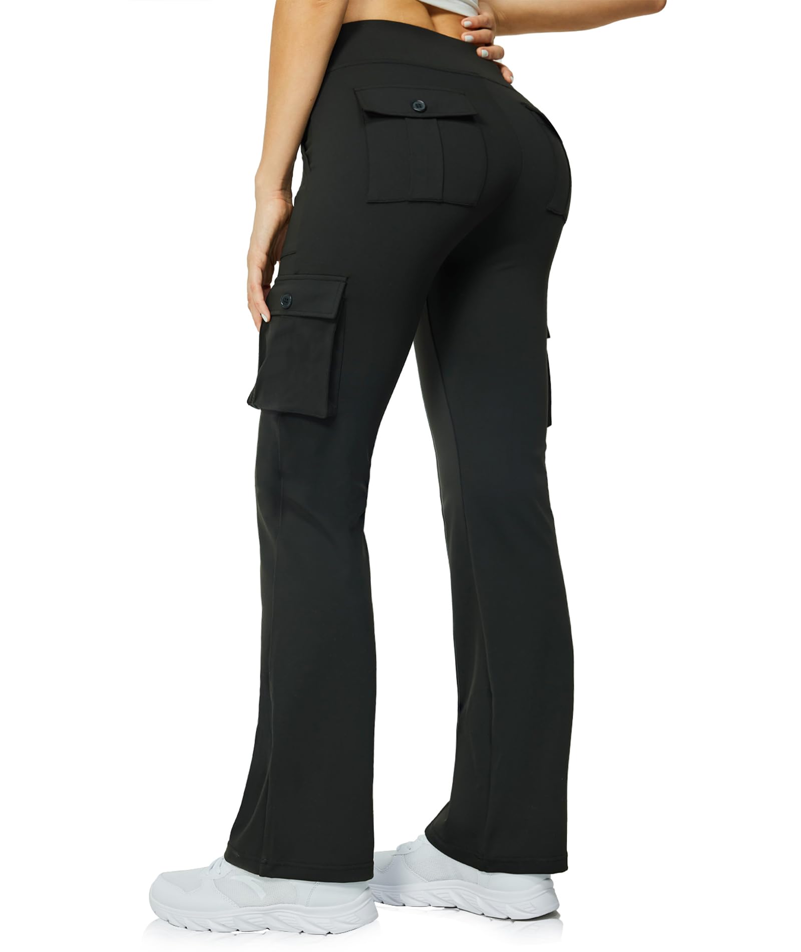 Women's High Waisted Yoga Flare Leggings - 6 Pocket Bootcut Workout Pants for Yoga, Gym & Casual Wear | Stretchy Comfort Pants for Women