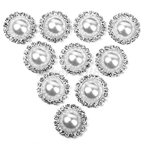 10pcs 15mm Crystal Rhinestone Flatback Buttons for Wedding Dress, DIY Crafts, Bridal Accessories - Perfect for Scrapbooking, Jewelry Making, and Costume Design