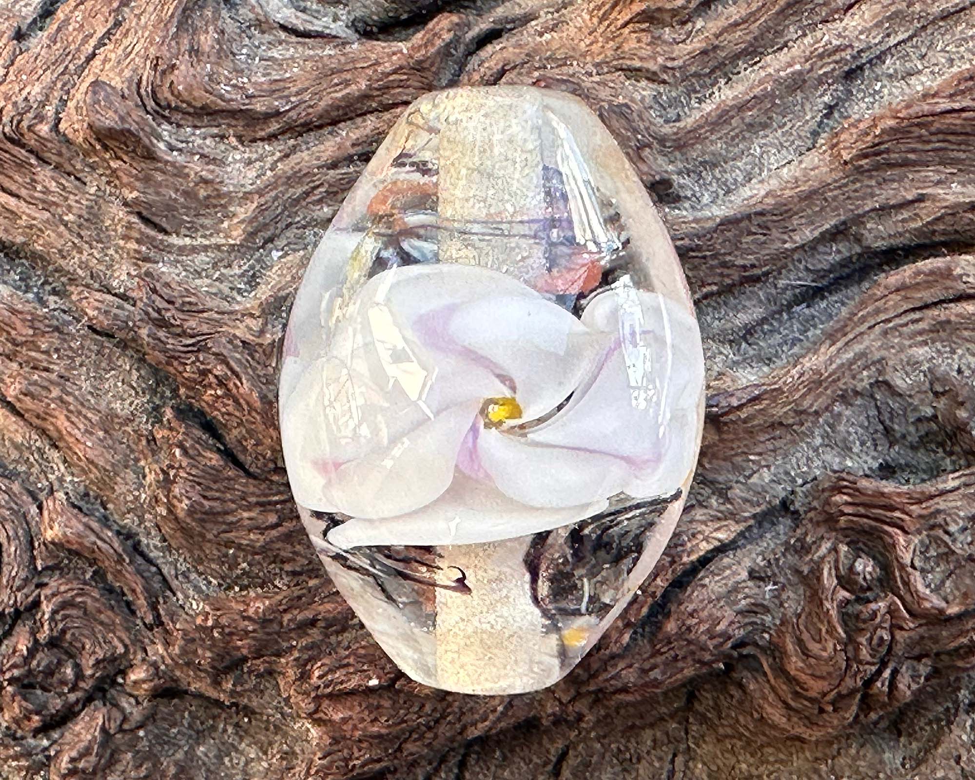 White Floral Shimmer Lampwork Focal Bead SRA - Handmade Glass Bead for Jewelry Making, DIY Crafts & Beading Projects - Perfect for Necklaces, Bracelets & Earrings
