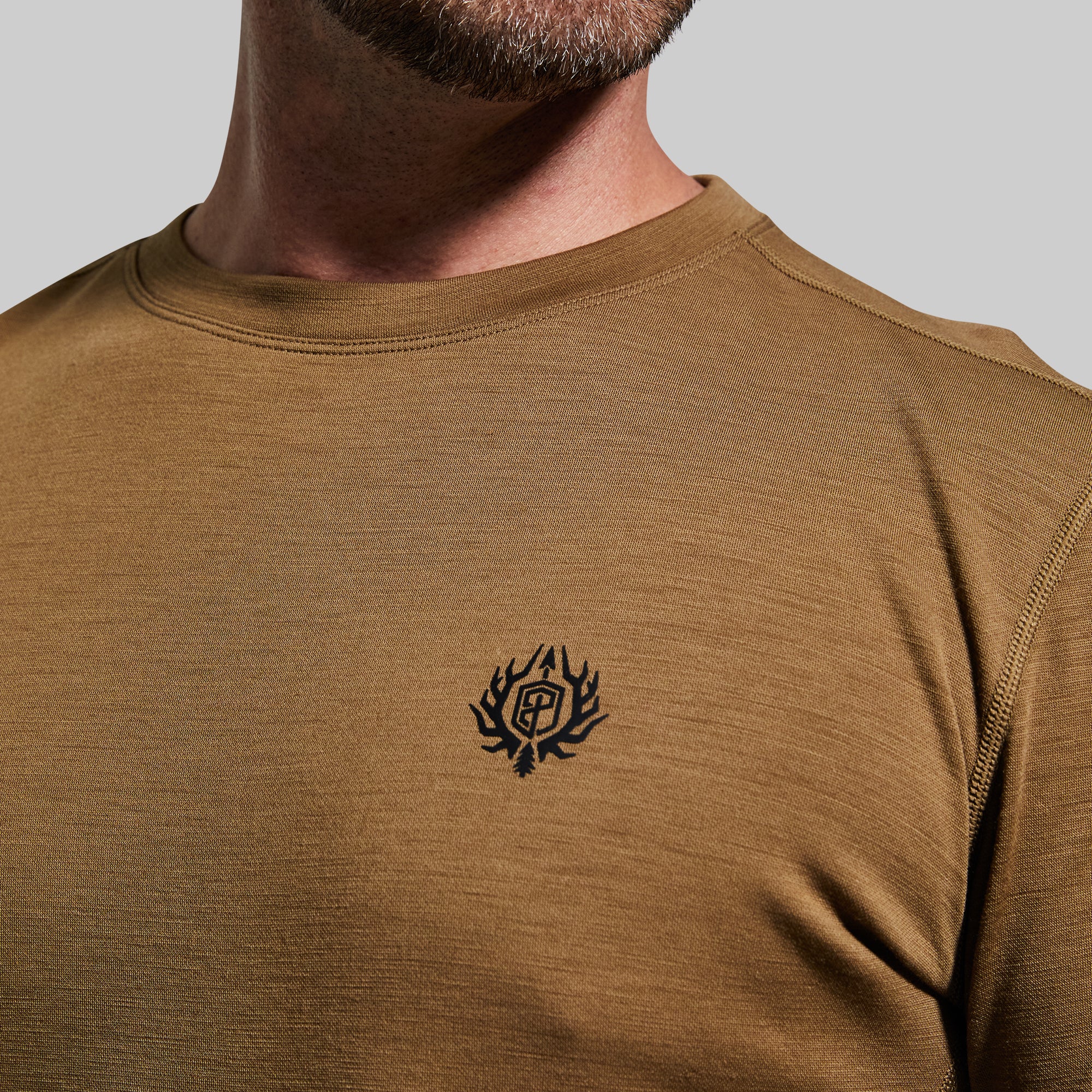 Men's Ridgeline Heavy Base Layer Top - Coyote Brown Thermal Shirt for Cold Weather, Hiking & Outdoor Activities