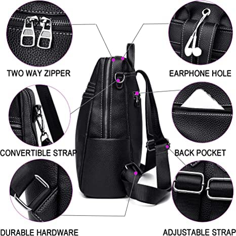 LUZIASA 20L Small Waterproof Backpack for Women & College Girls - Lightweight Travel Daypack, School Bag, Hiking, Commuting (Black)