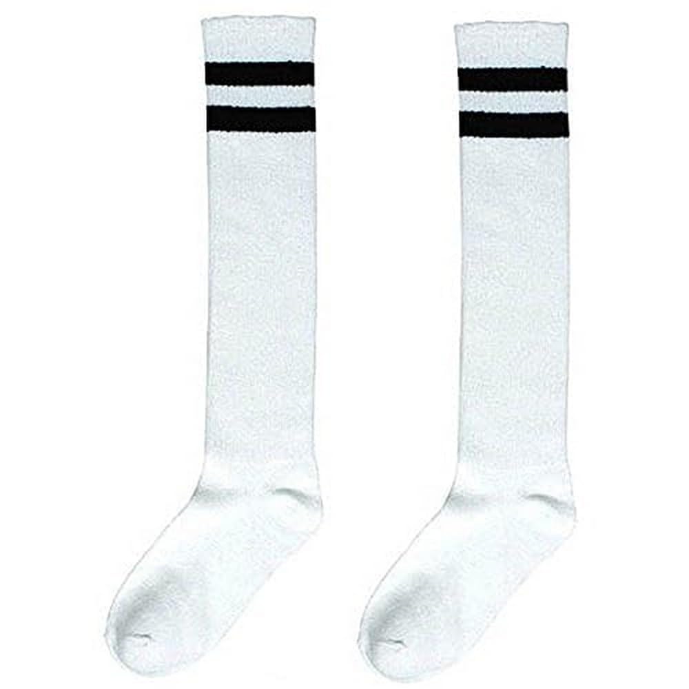 Amscan Unisex Kids Striped Socks - Pack of 6 White Cotton Crew Socks for Boys & Girls - Perfect for School, Sports & Everyday Wear