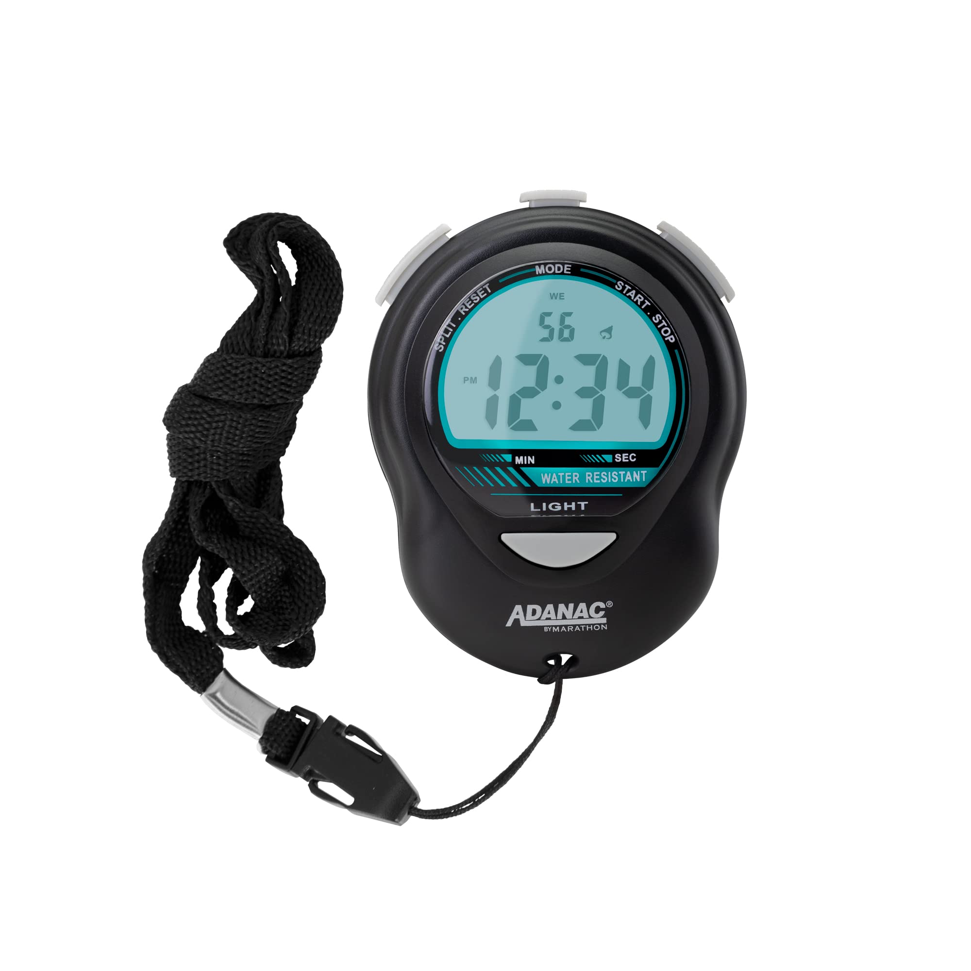 ADANAC Glow Backlit Digital Stopwatch Timer with Extra Large Display - Countdown Timer, Sports Timer for Track & Field, Swimming, Basketball, Cooking, Classroom, Gym Workouts (Black)
