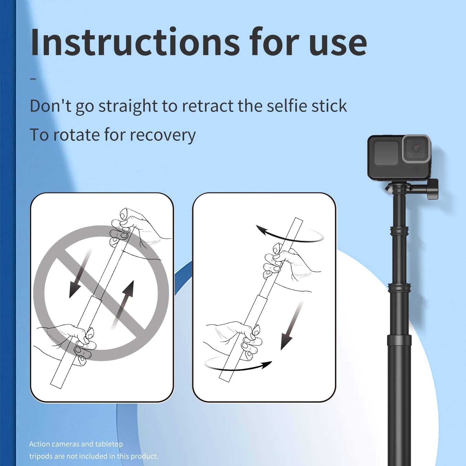TELESIN 9ft Carbon Fiber Selfie Stick - Ultra Long Extendable Monopod for GoPro Hero 13/12/11/10/9/8/7 Max, DJI Osmo Action 5/4/3, Insta360 X4/X3/X2 & Action Cameras - Perfect for Vlogging, Travel Adventures & Outdoor Sports Photography