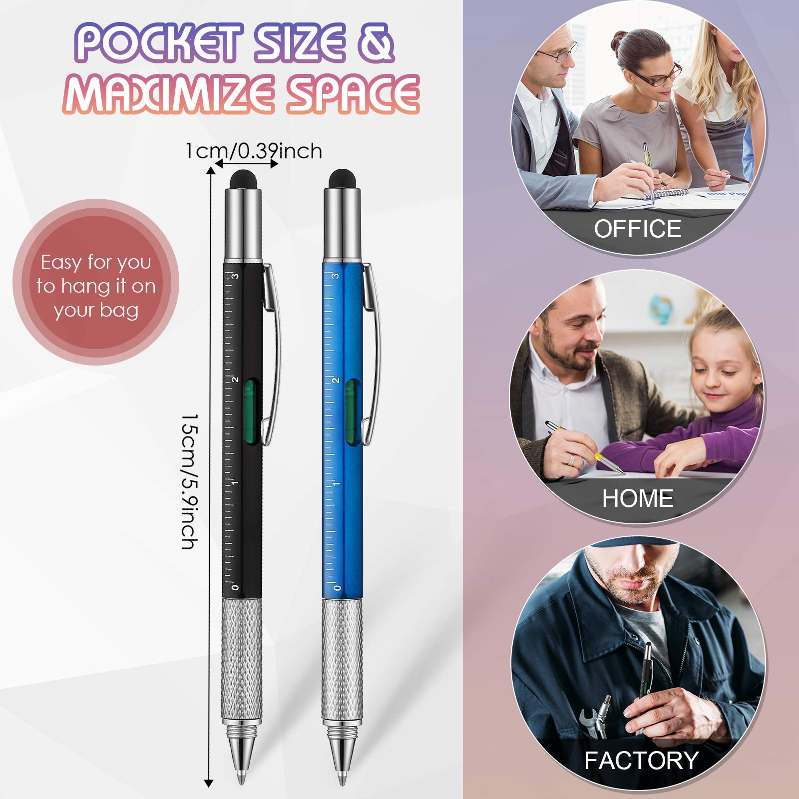 30-in-1 Multifunctional Tech Pen Tool Kit with Ruler, Level Gauge, Ballpoint Pen, Stylus, Screwdrivers - Perfect Christmas/Birthday Gift for Men, Dad, DIY Enthusiasts - Ideal for Office, Home Repairs, and Everyday Carry (EDC)