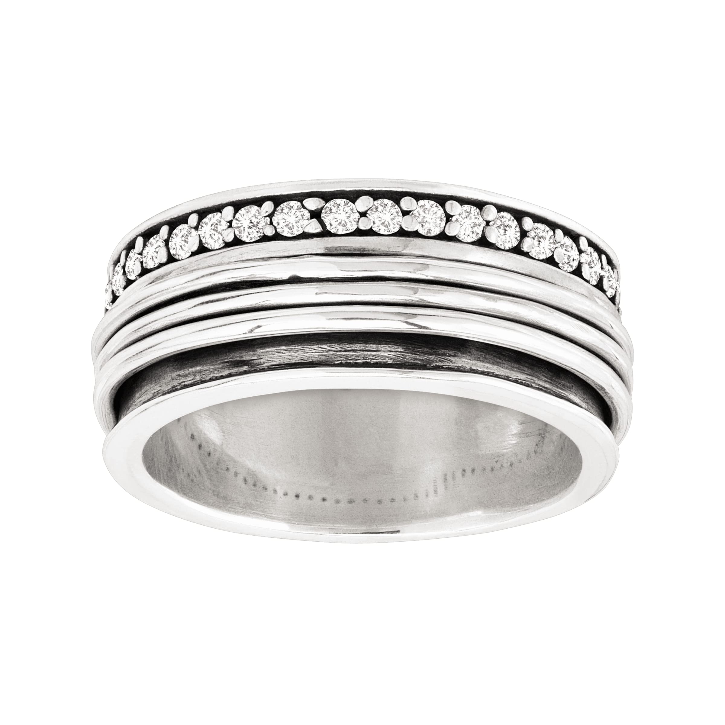 Silpada Sterling Silver Cubic Zirconia Ribbed Band Ring - Elegant 'Dusk To Dance Floor' Jewelry for Women | Perfect for Evening Parties, Date Nights & Special Occasions