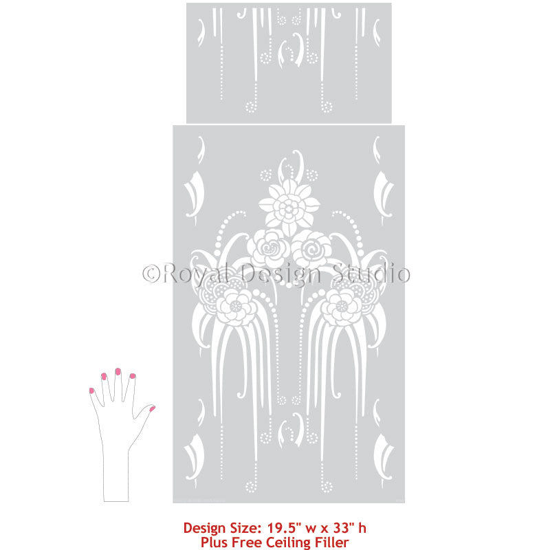 Amelie Floral Wall Stencil for DIY Home Decor - Reusable Painting Template for Bedroom, Living Room & Nursery Wall Art