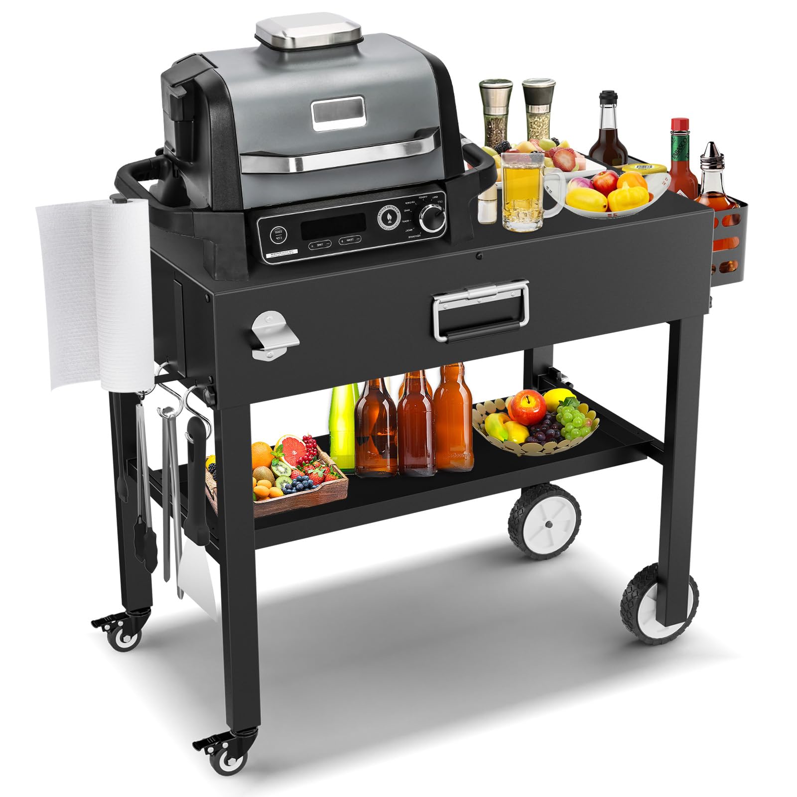Portable Outdoor Grill Table Cart for Ninja Woodfire OG701 Series | Folding Camping Grill Stand for Blackstone 17
