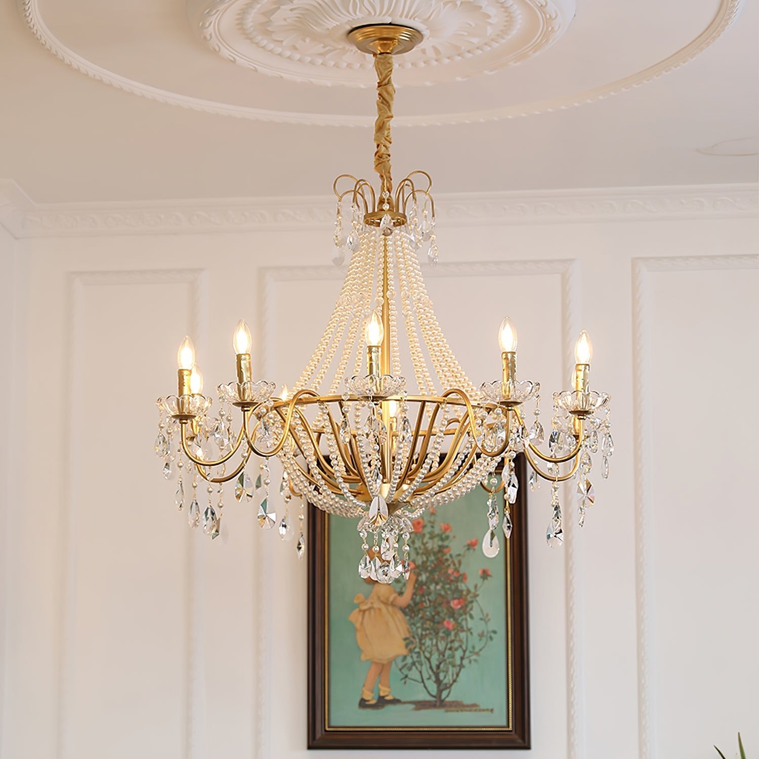 Arcadia Gold Chandelier - Elegant Crystal Ceiling Light Fixture for Dining Room, Living Room & Bedroom | Perfect for Home Decor & Wedding Venues