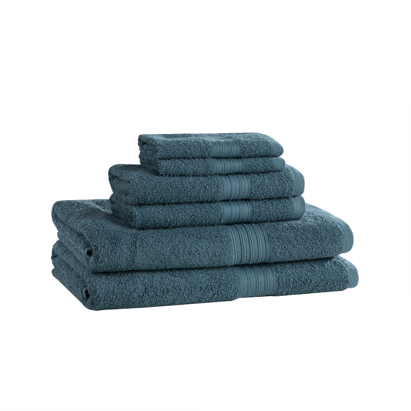 Premium 6-Piece Cotton Towel Set - 2 Bath Towels, 2 Hand Towels & 2 Washcloths | Soft & Absorbent Luxury Towels for Spa, Bathroom & Beach | Brittany Blue Color - Baltic Linen Collection