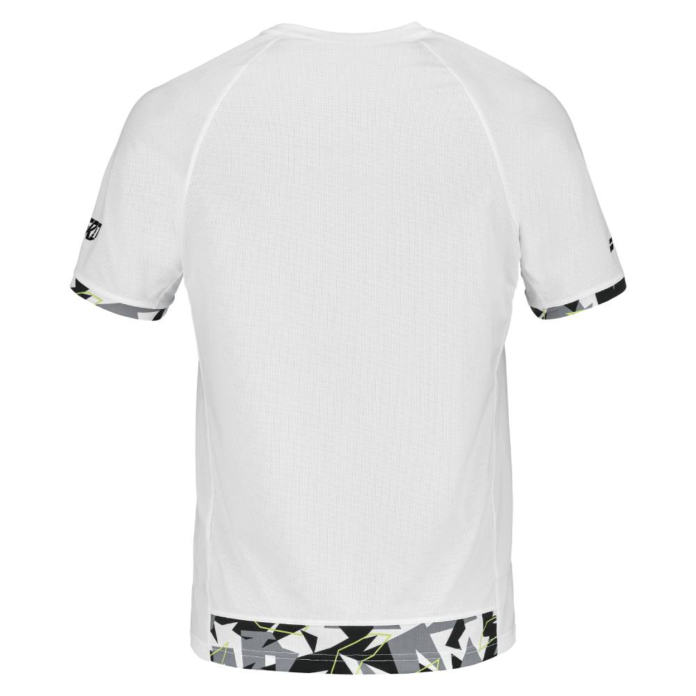 Babolat Men's Aero Performance Crew Neck Tennis Shirt - Moisture Wicking & Breathable White Sport Top for Training & Match Play
