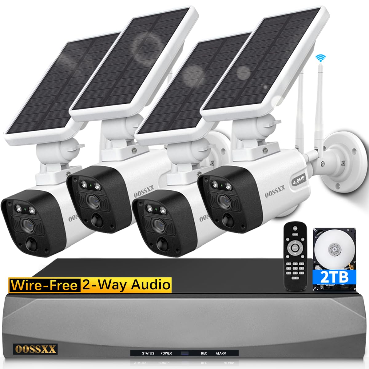 Wireless Solar Security Camera - 100% Wire-Free, 2-Way Audio, PIR Motion Detection with 2 Antennas | Outdoor WiFi Battery Camera for Home Surveillance, Backyard Monitoring & Property Protection
