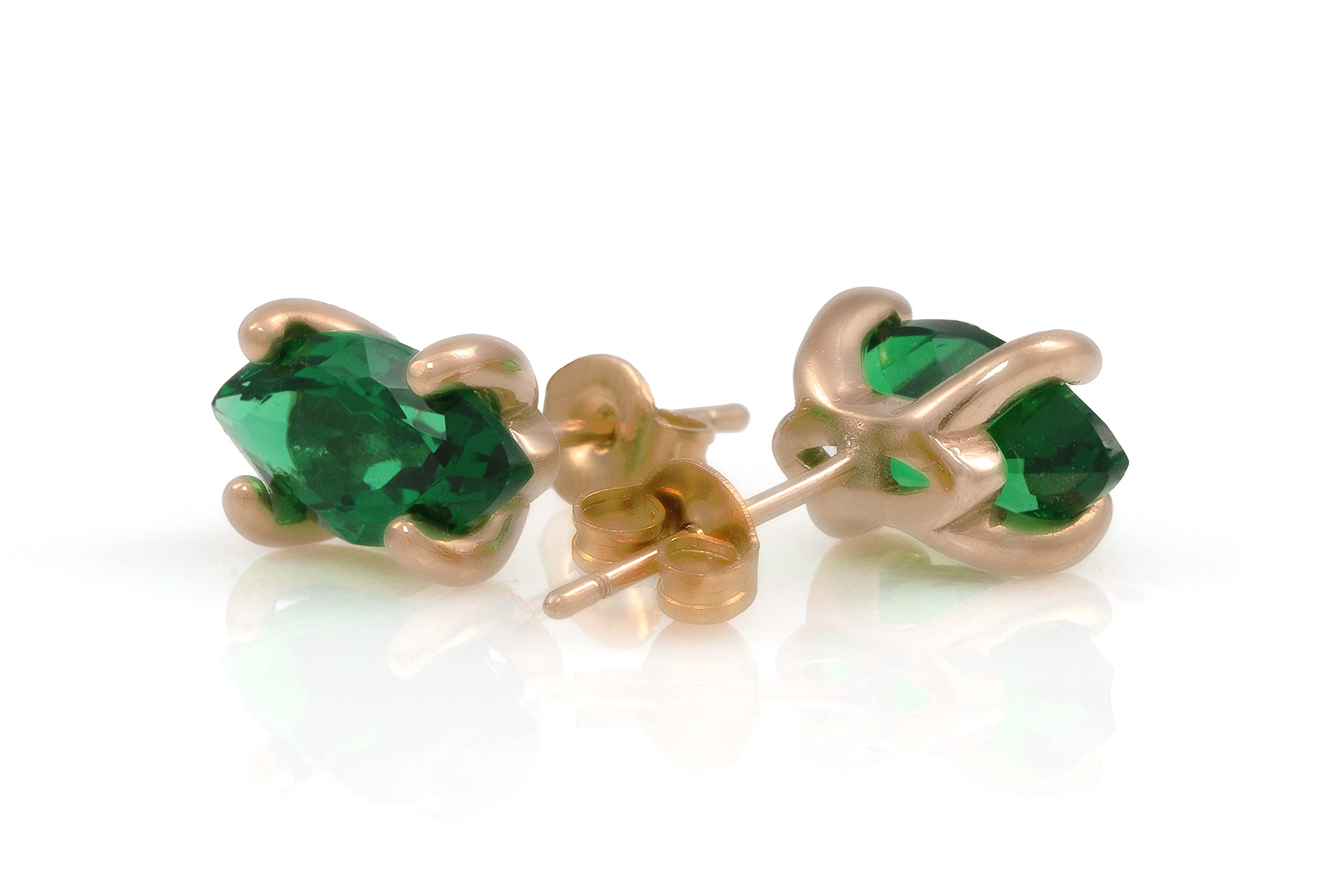 Timeless Emerald Green Stud Earrings - Handmade Dainty Jewelry for Women, Wedding & Everyday Wear - 925 Sterling Silver/Gold Plated Options with Gift Box - Perfect Birthday Gift & Anniversary Present