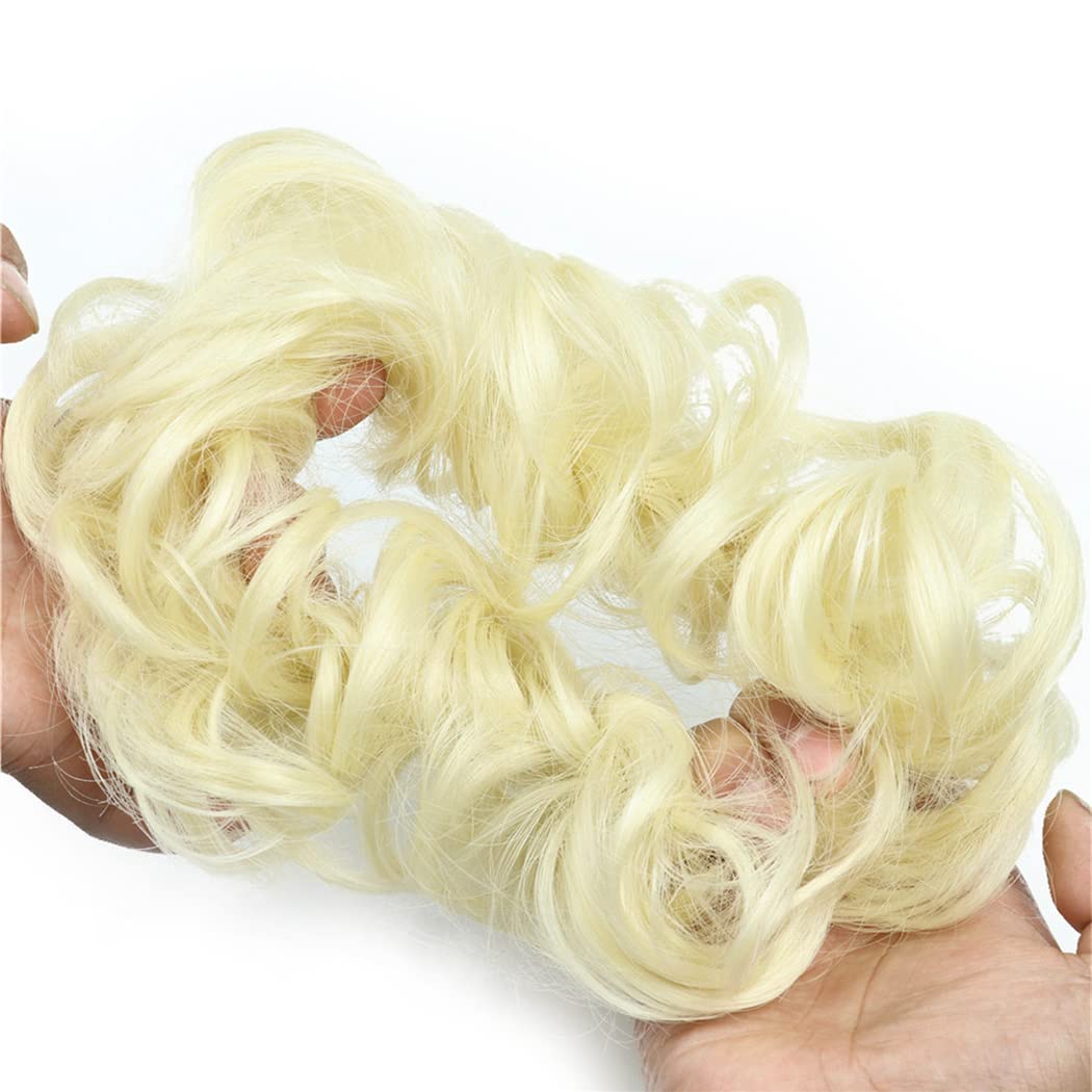Messy Hair Bun Extension 2Pcs - Curly Fake Hair Scrunchie for Messy Buns (613 Blonde) | Perfect for Weddings, Cosplay & Everyday Hairstyles