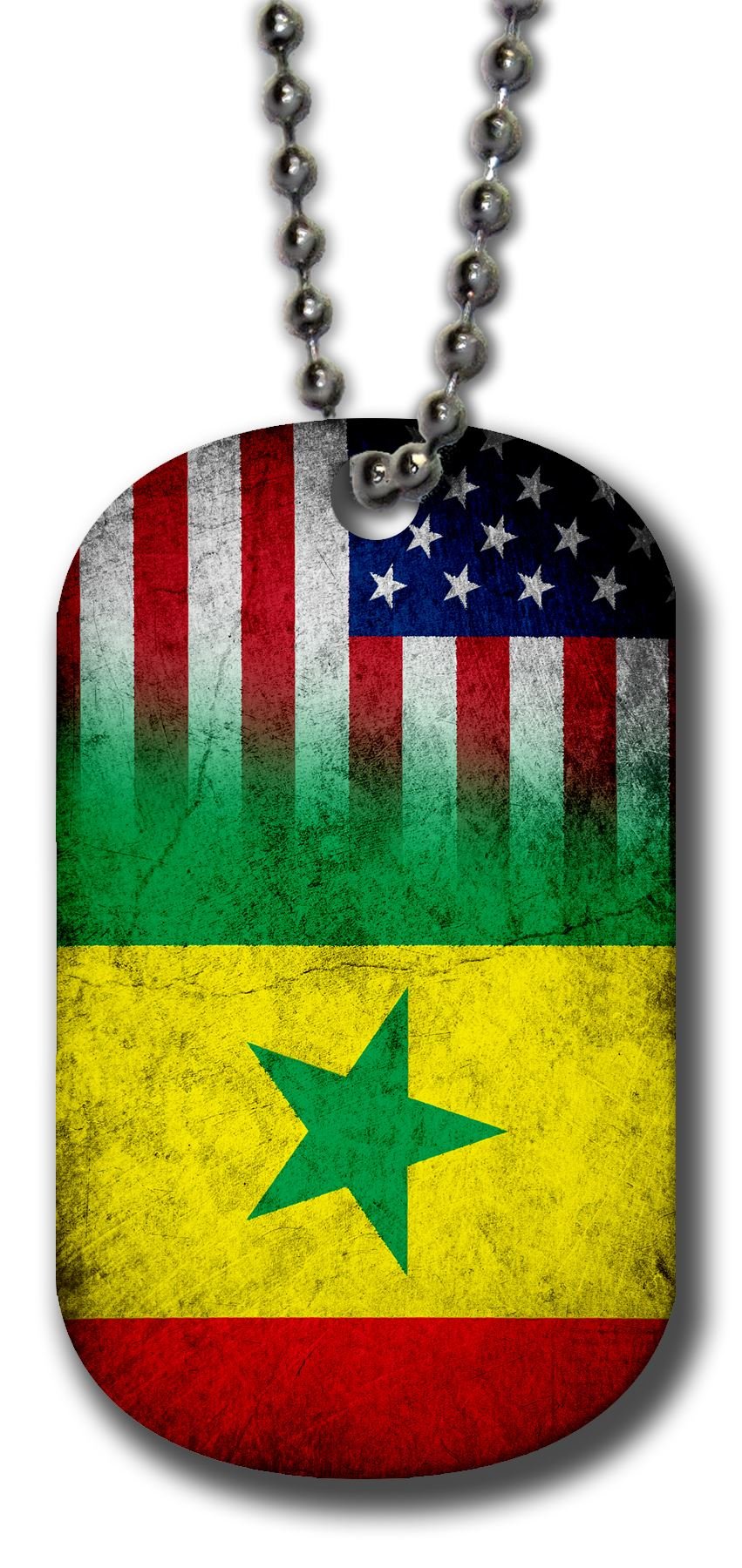 ExpressItBest Aluminum Dog Tag Necklace & Keychain with Senegal Flag Design - Rustic Style USA Made - Perfect for Pet ID, Military Gifts & Patriotic Jewelry