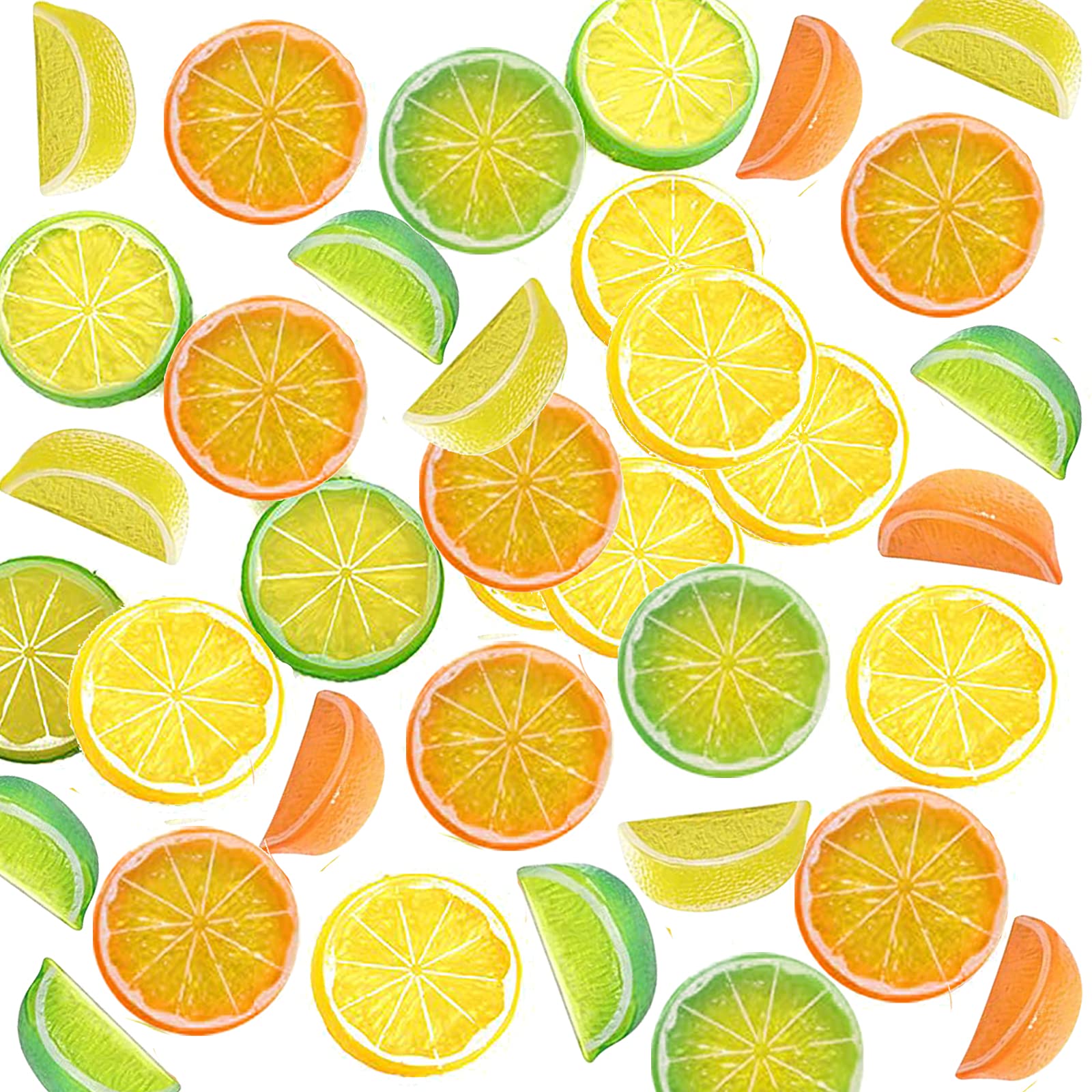 VIDELLY 30-Piece Artificial Lemon Slice Blocks - Realistic Double-Sided Plastic Lemon Decorations for Kitchen, Party & Wedding - Fake Fruit Models for Cake Display, Table Centerpieces and Home Decor