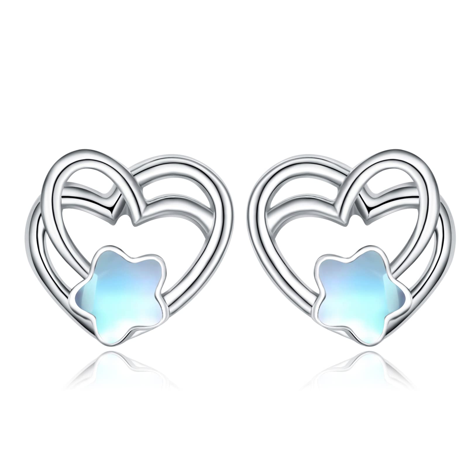 925 Sterling Silver Hypoallergenic Moonstone & Turquoise Dangle Earrings for Women - Elegant Stud Drop Earrings Fashion Jewelry Gift for Mother's Day, Birthday & Special Occasions