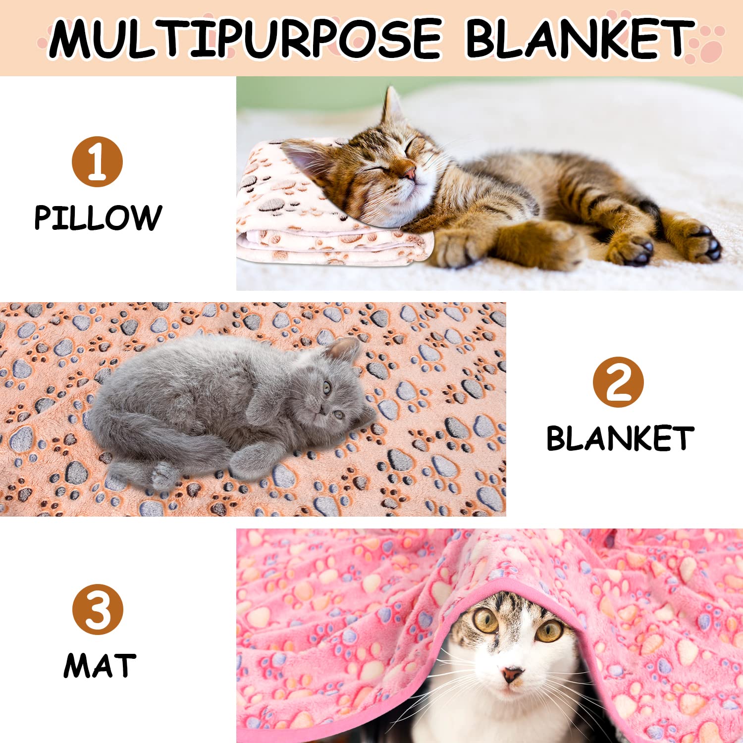 Rezutan Upgraded Dog Blankets for Large Dogs - 3 Pack Washable Pet Blankets 42