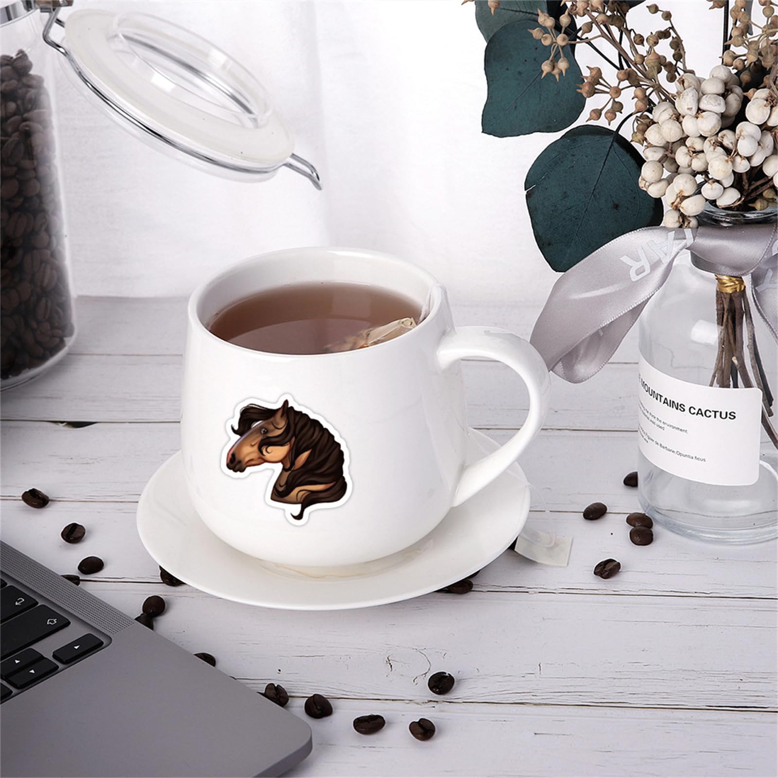60PCS Horse Riding Stickers for Kids & Adults - Waterproof Vinyl Decals for Water Bottles, Laptops, Scrapbooks & Luggage - Perfect for Equestrian Lovers, School Projects & Travel Accessories