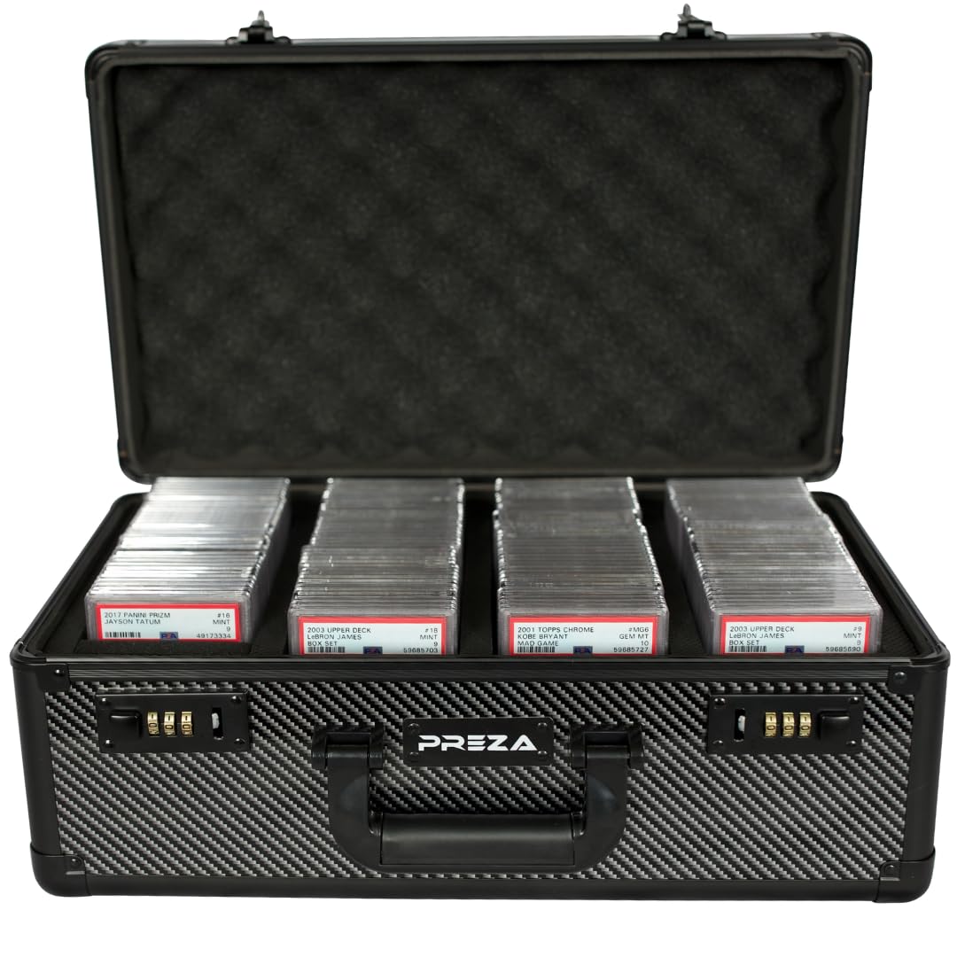 PREZA Graded Card Storage Box - Premium Trading Card Case for PSA, BGS & CGC Slabs - Carbon Fiber Protection for Sports & TCG Collectibles (X-Large) - Perfect for Display & Safekeeping at Home or Card Shows