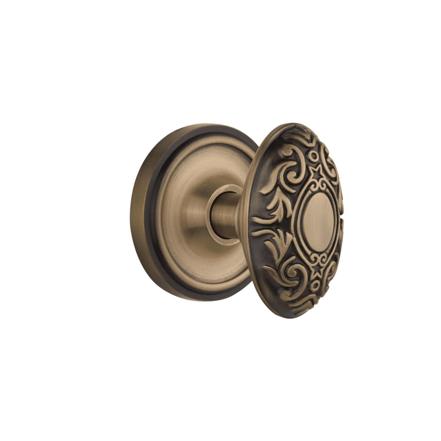 Antique Brass Victorian Knob with Classic Rosette - Elegant Door Hardware for Vintage Home Decor, Bedroom & Entryway Doors