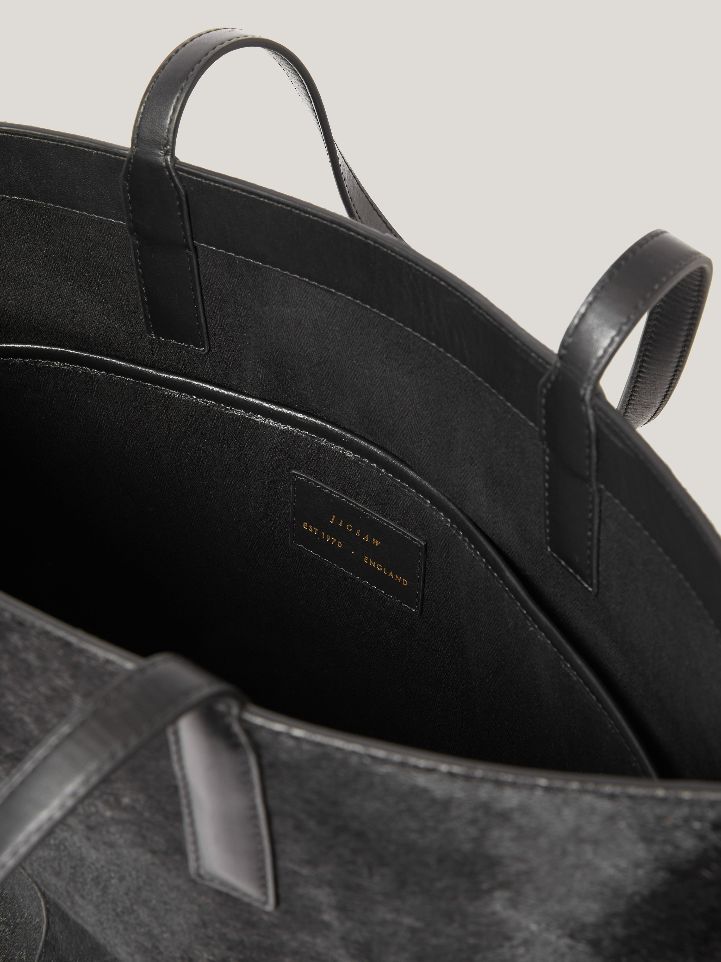 Luxury Calf Hair Leather Tote Bag for Women - Stylish Black Designer Handbag for Work, Travel & Everyday Use