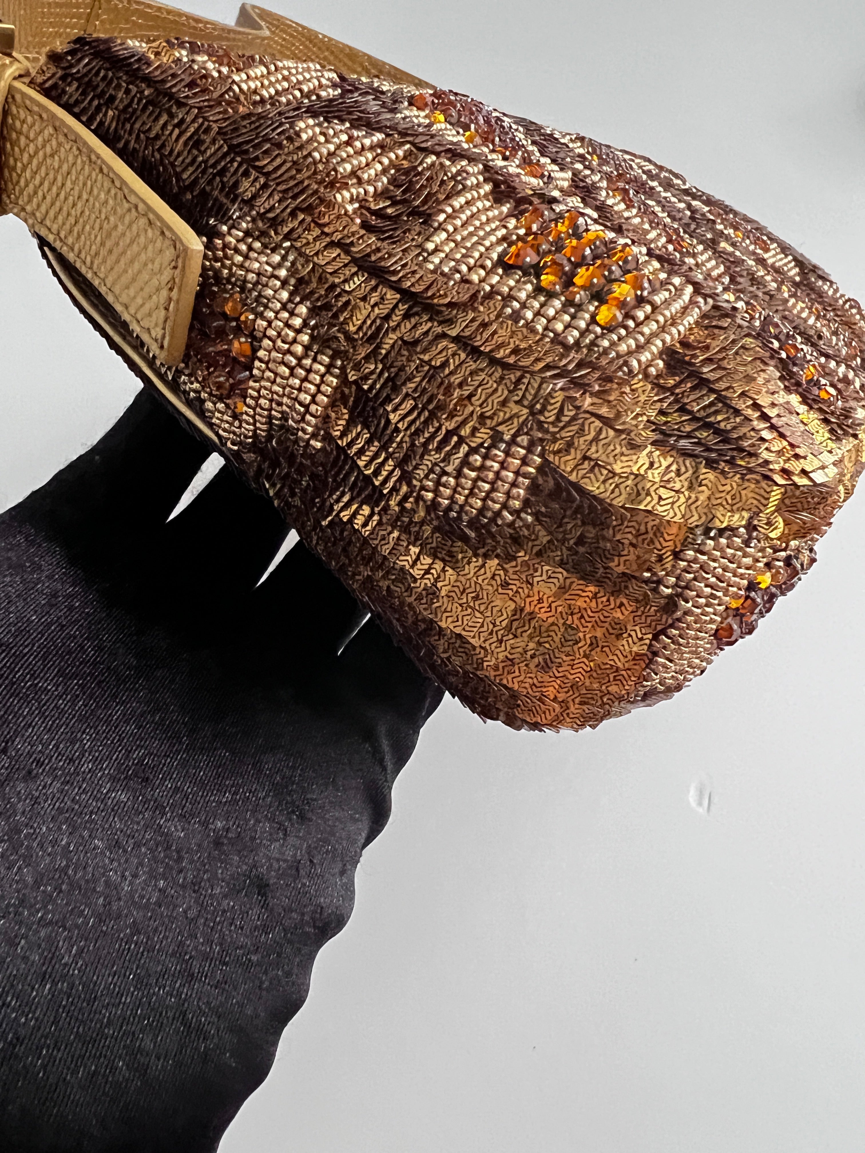 Fendi Gold Grape Sequin Baguette Bag - Luxury Designer Handbag for Women | Perfect for Parties, Weddings & Evening Events