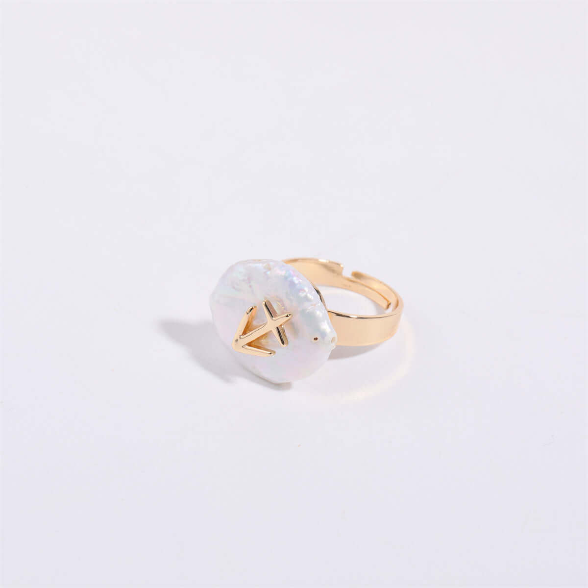 14K Gold Zodiac Sign Pearl Stacking Ring - Aries, Taurus, Gemini, Cancer, Leo, Virgo, Libra, Scorpio, Sagittarius, Capricorn, Aquarius, Pisces | Elegant Dainty Jewelry for Women | Perfect for Birthday Gifts, Anniversary, Valentine's Day & Everyday Wear (MQ801)