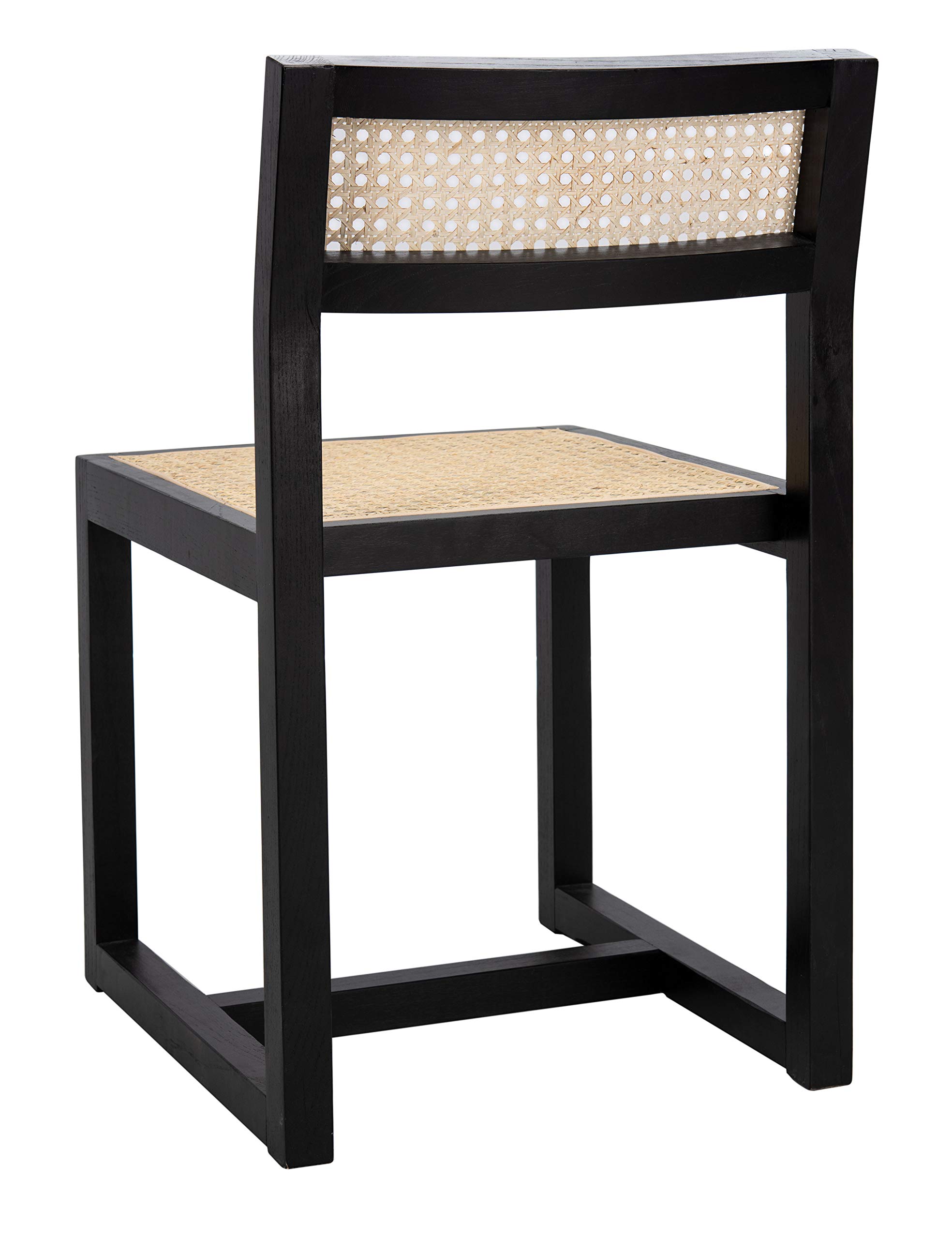 Safavieh Home Bernice White & Natural Cane Dining Chair - Modern Farmhouse Style Rattan Seat for Kitchen, Dining Room, or Outdoor Patio