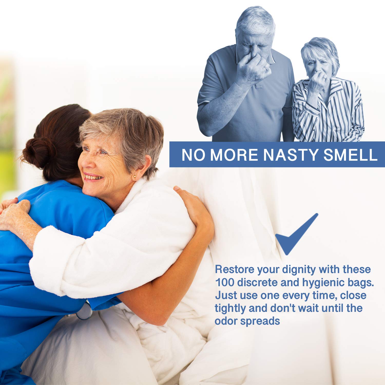 **Disposable Commode Liners - 100 Pack Heavy-Duty Portable Toilet Bags for Seniors & Disabled - No Absorbent Pad, Easy to Use Bedside Commode Liners - Eliminate Bucket Washing - Ideal for Home Care, Travel & Hospitals**