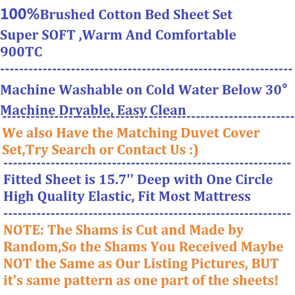 FADFAY 100% Cotton Bed Sheet Set 4-Piece Queen Size - Soft Breathable Boho Chic Fitted Sheets for Bedroom, Guest Room & Dorm Use