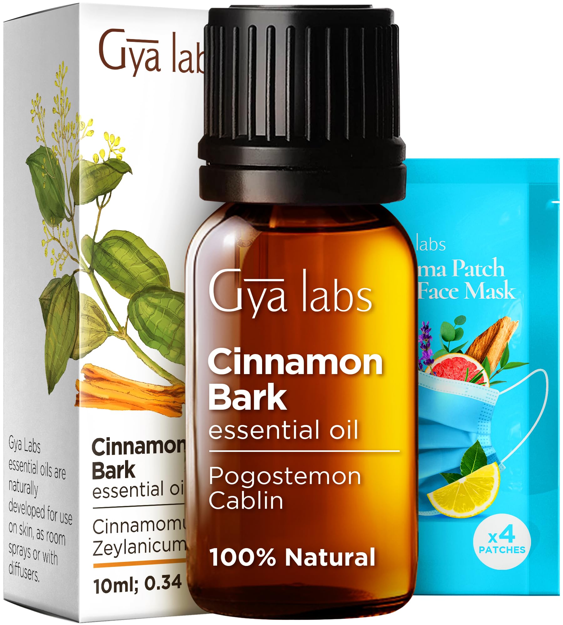 100% Pure Cassia Oil for Hair Growth & Cinnamon Essential Oil for Diffusers - Natural Aromatherapy Set (2x10ml) by Gya Labs - Perfect for Relaxation, Massage & Home Scenting