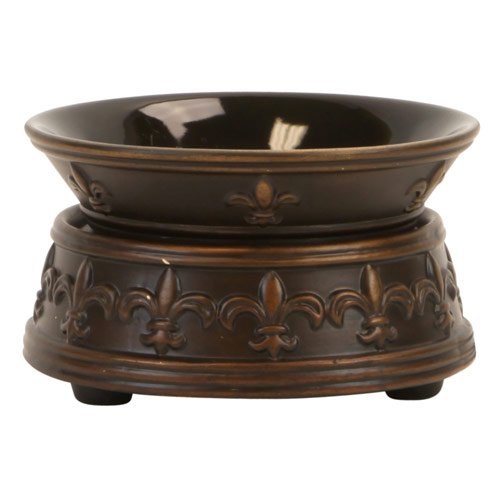 2 in 1 Ceramic Candle Warmer with Fleur-de-lis Design - Melts Jar Candles (Up to 4