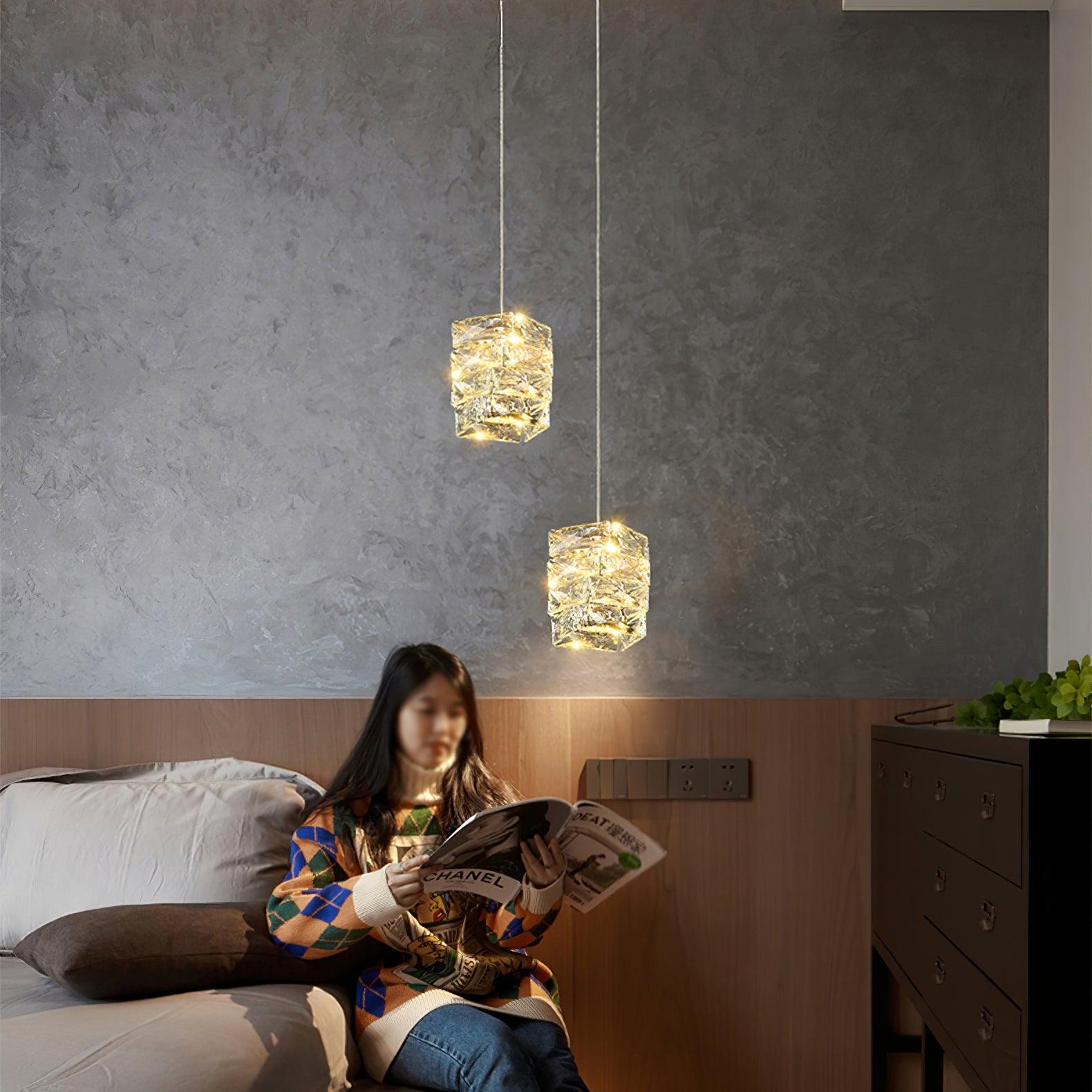 Crystal Pendant Lamp - Elegant Chandelier Lighting for Dining Room, Bedroom & Living Room Decor