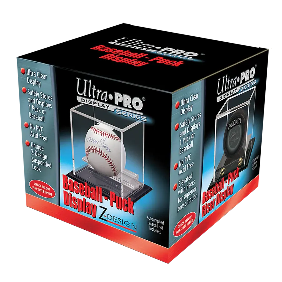 Premium Baseball & Hockey Puck Z-Design Display Case - Wall Mounted for Sports Memorabilia & Collectibles - Perfect for Home, Office, or Man Cave Decor
