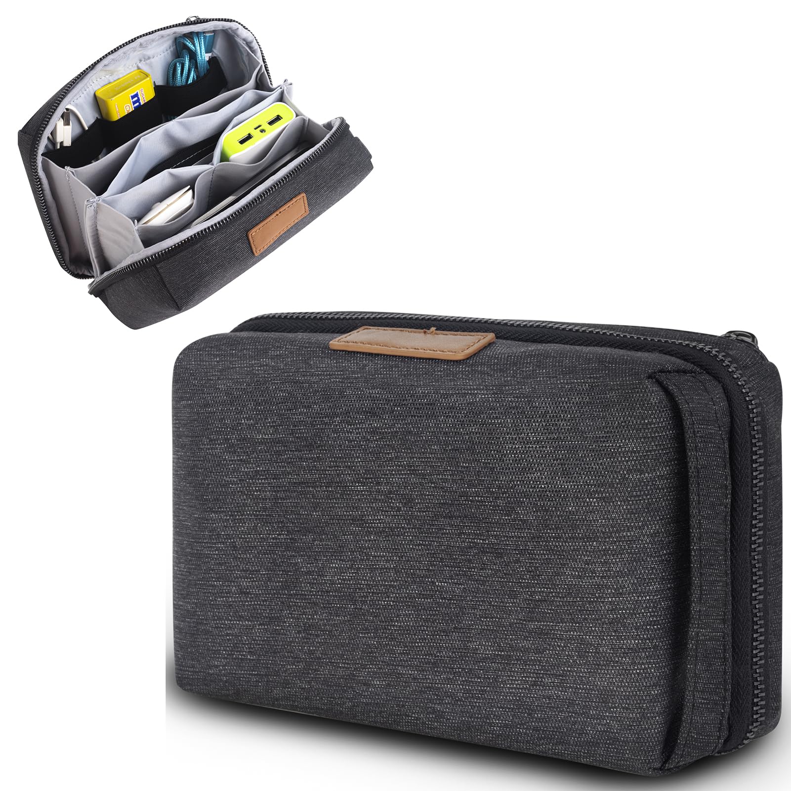 KINGSLONG Large Waterproof Electronic Organizer Travel Case - Portable Travel Pouch for Power Bank, Charger, Cables, Flash Drive, Phone & SD Cards - Perfect for Business Trips, Vacations & Daily Commute