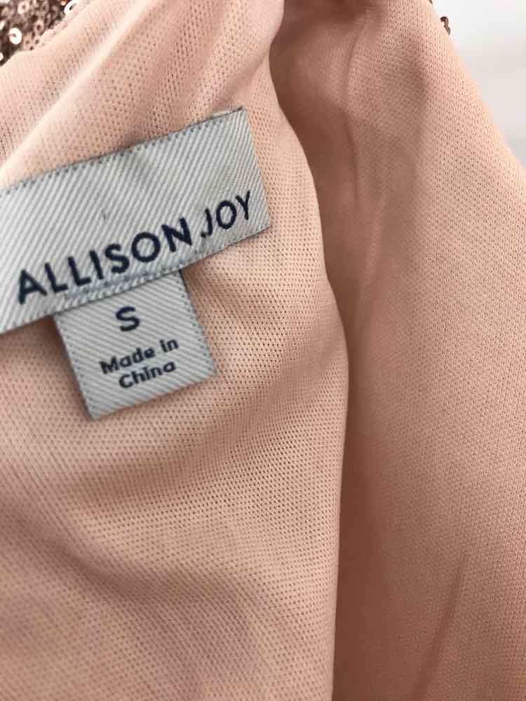 Pre-Owned Allison Joy Tan Size Small Sequin Blouse - Perfect for Parties, Date Nights & Special Occasions