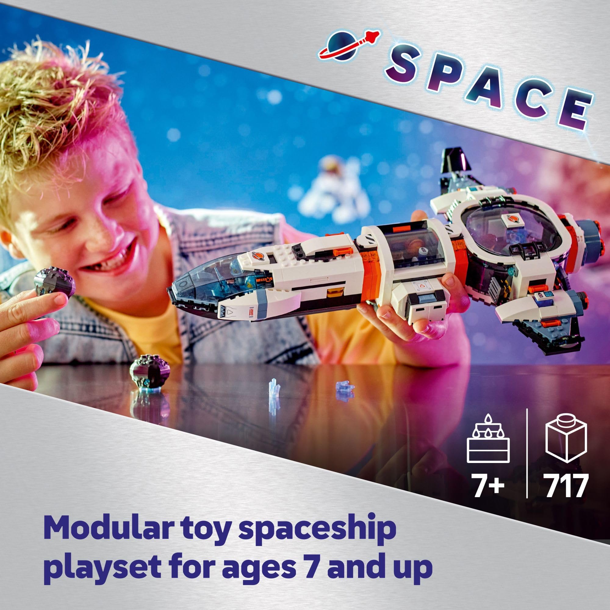LEGO City Modular Galactic Spaceship Building Toy Set for Kids Ages 7+ - STEM Educational Space Shuttle with 4 Astronaut Minifigures & Alien Figure - Creative Birthday & Christmas Gift for Boys & Girls - Perfect for Space Exploration Play & STEM Learning Activities