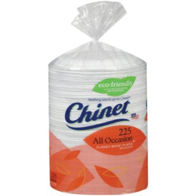 Chinet Paper Lunch Plates - 225 Count (4 Pack) | Heavy Duty Disposable Plates for Parties, Picnics & BBQs | Eco-Friendly Compostable Dinnerware for Family Gatherings & Outdoor Events