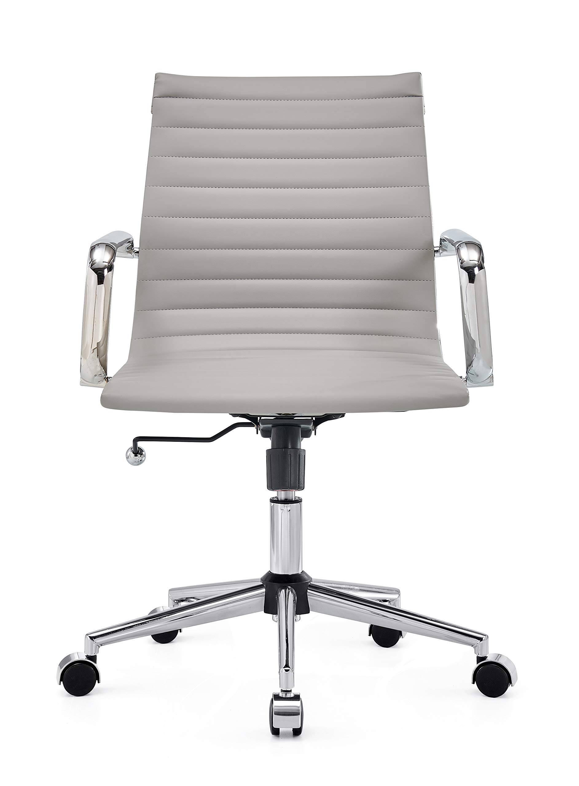Ergonomic Executive Office Chair - Modern LUX PU Swivel Rolling Computer Desk Chair with Armrests (3011-Grey) for Home Office, Gaming & Workspace Comfort