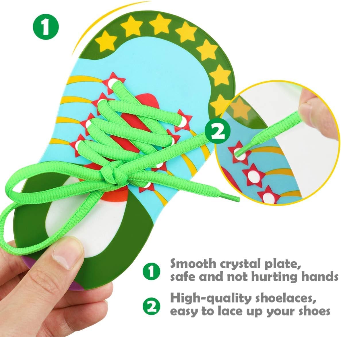 NUOBESTY Learn to Tie Shoelaces Toy - Early Educational Lacing Practice Kit for Kids & Toddlers - Perfect for Montessori Learning, Fine Motor Skills Development & Preschool Classroom Activities