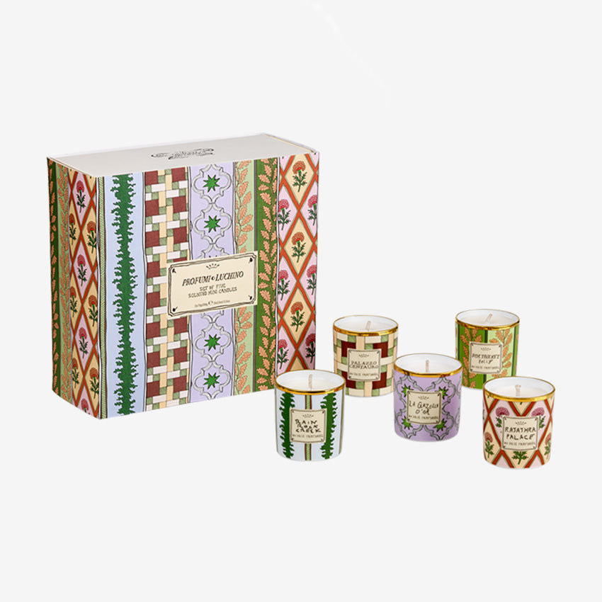 Ginori 1735 Profumi Luchino Tutti Frutti Scented Mini Candles Set of 5 - Perfect for Home Decor, Gift Giving & Aromatherapy Relaxation