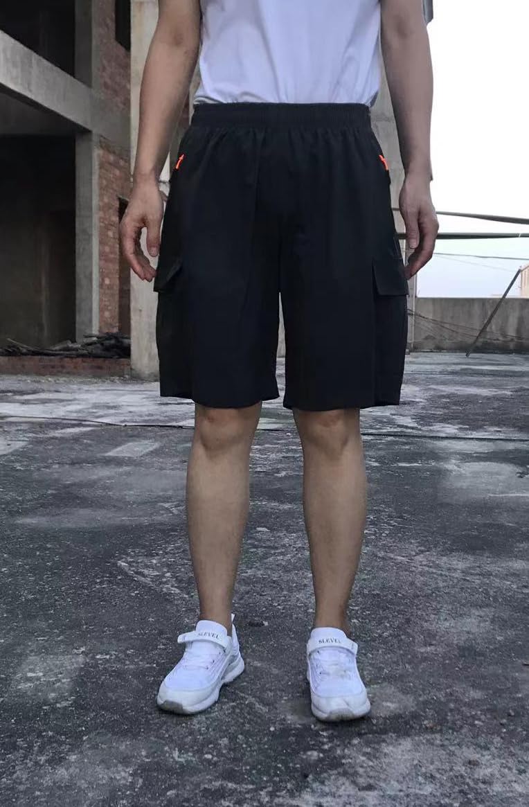 **Boys Quick Dry Cargo Shorts with Zipper Pockets - Athletic Youth Shorts for Outdoor Camping, Hiking & Sports Activities**