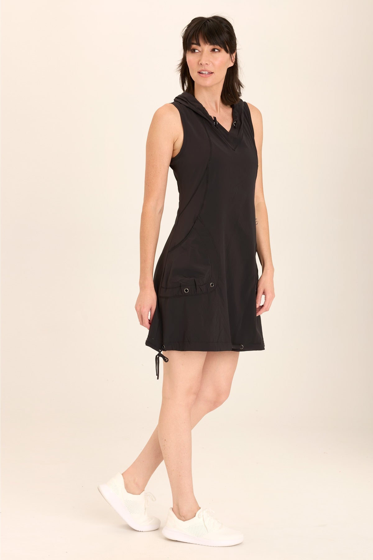 Sumi Active Whisper Stretch Hooded Cargo Mini Dress for Women - Comfortable Workout & Streetwear Fashion - Perfect for Yoga, Running, and Casual Outfits