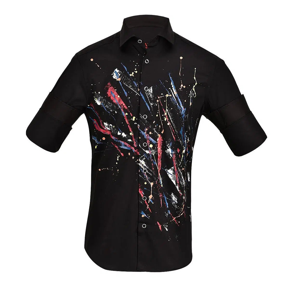 CM0W583 Cuadra Black Casual Fashion Hand Painted Men's Shirt - Stylish Everyday Wear for Work & Social Events
