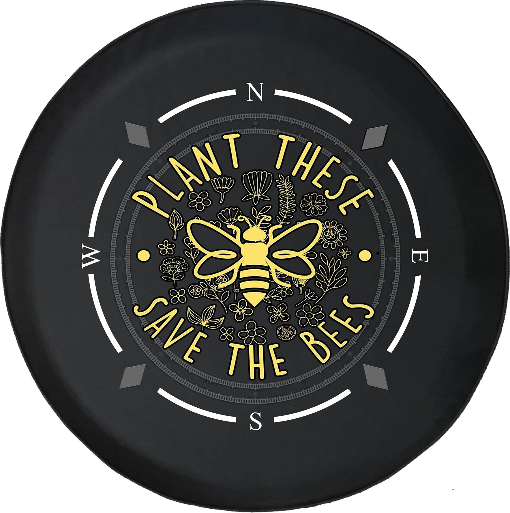 American Unlimited Spare Tire Cover with Compass Design - Durable SUV, Trailer & RV Wheel Accessories for Jeep, Truck & Many Vehicles | Protect Your Spare Tire & Support Bee Conservation | Perfect for Road Trips, Camping & Off-Road Adventures