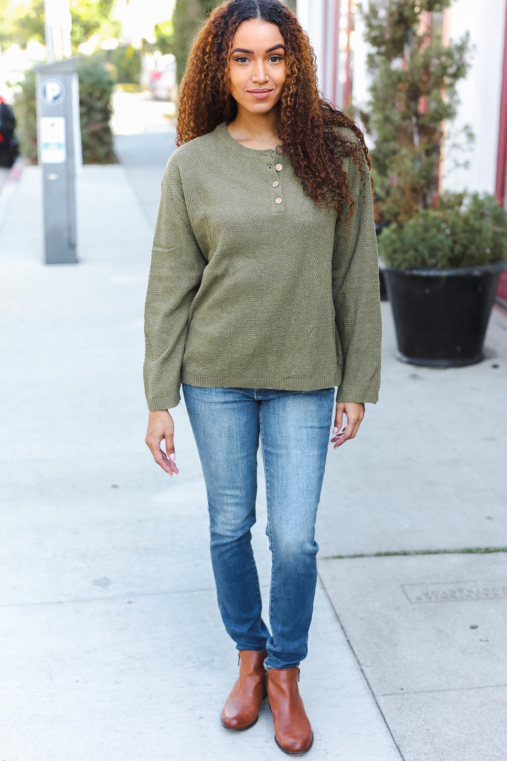 Stylish Moss Green Ribbed Button Down Sweater for Women | Cozy Knit Pullover for Fall & Winter | Perfect for Office, Casual Outfits & Layering