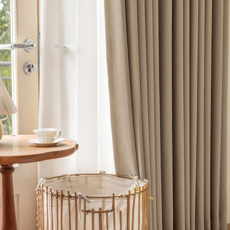 Amalia Cotton Linen Japandi Textured Room Darkening Curtains - Blackout Window Drapes for Bedroom, Living Room & Nursery - Noise Reducing & Light Blocking Home Decor
