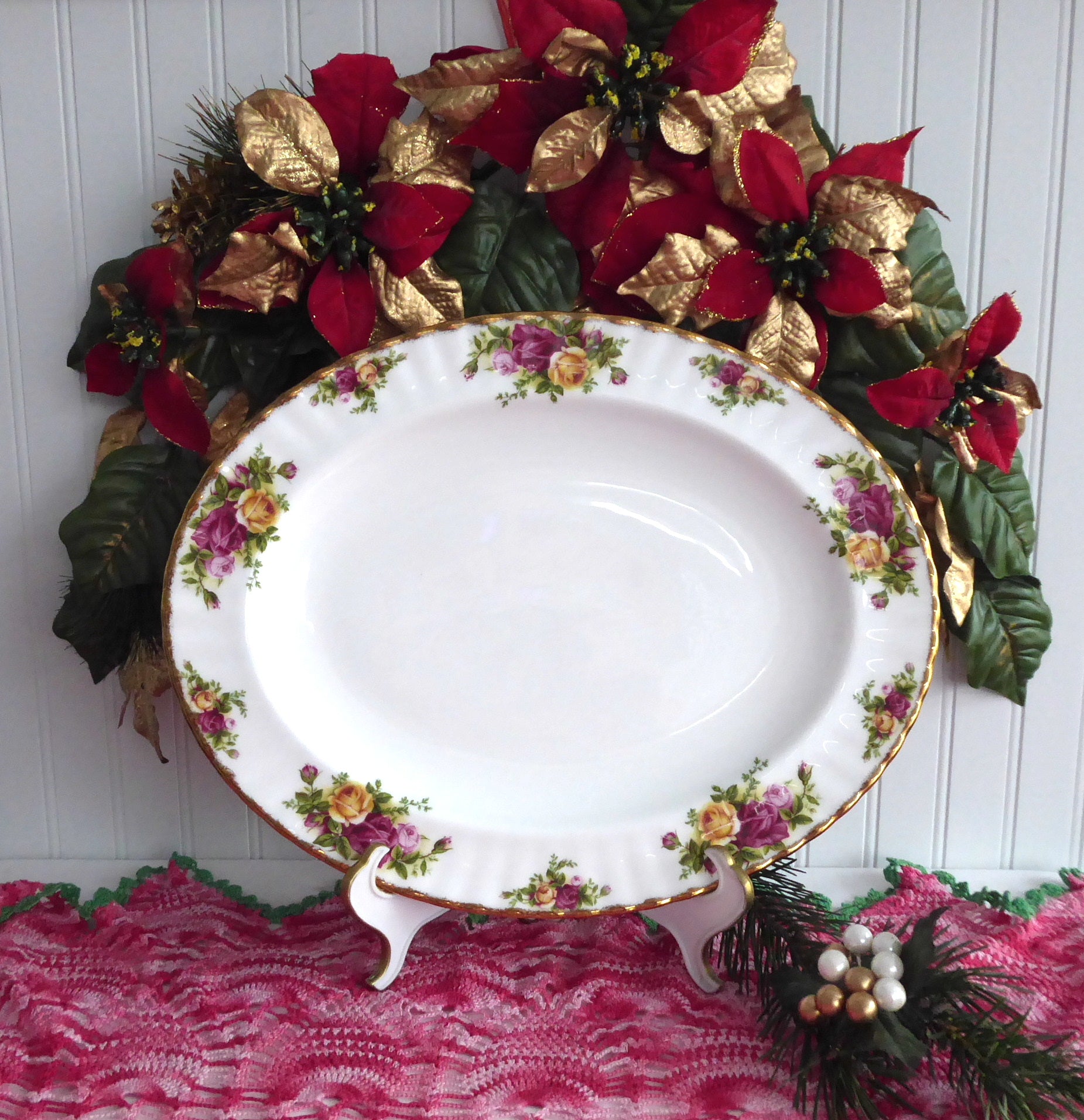 Royal Albert Old Country Roses 13 Inch Large Oval Serving Platter - Elegant Fine China for Dinner Parties, Tea Time & Special Occasions
