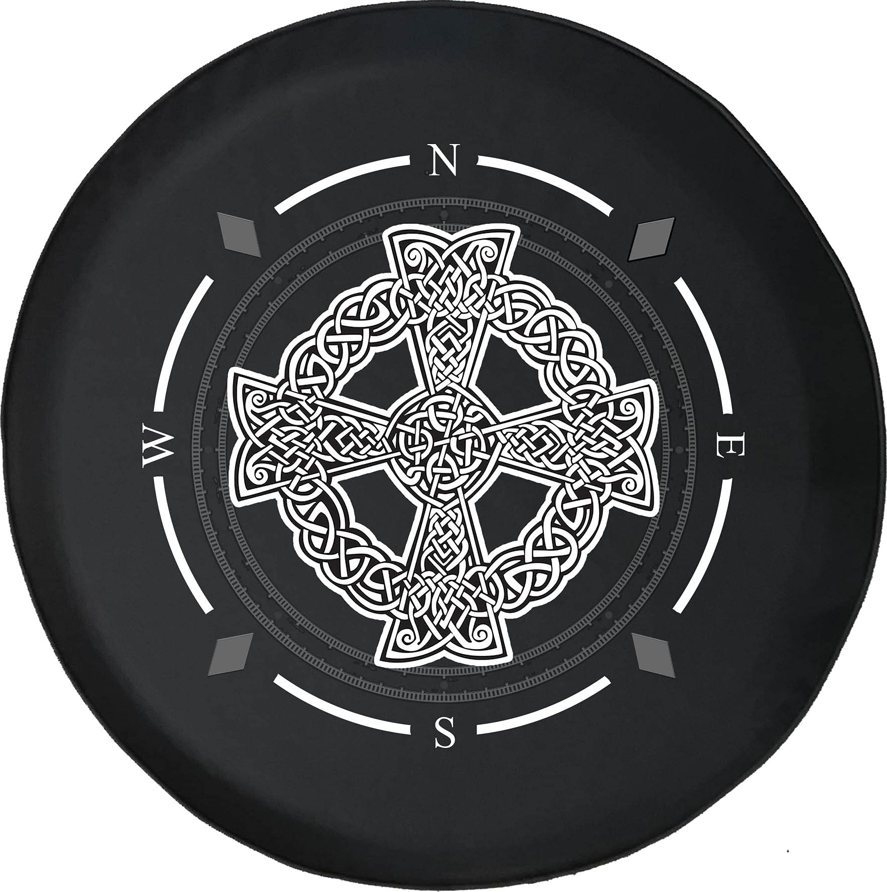 American Unlimited Spare Tire Cover with Compass & Celtic Cross Design - Universal Fit for SUVs, Trailers, RVs & Most Vehicles | Durable Wheel Cover for Outdoor Adventures & Road Trips